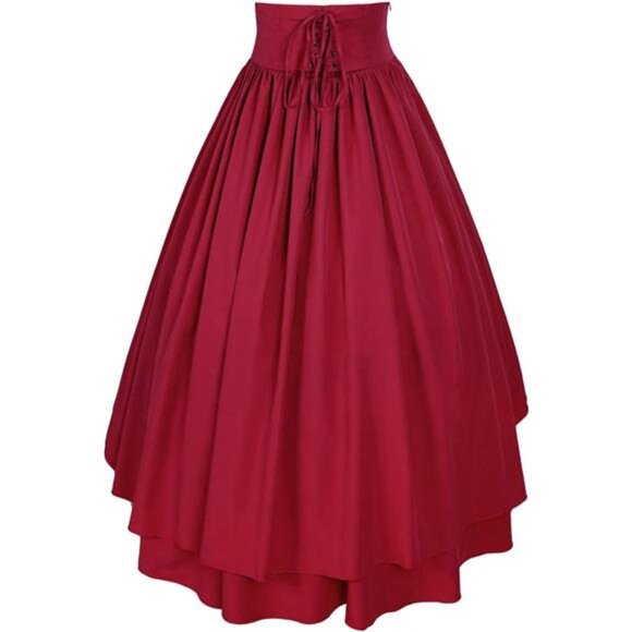 Women Skirt Medieval Renaissance Peasant Skirt Red - Picture 3 of 6